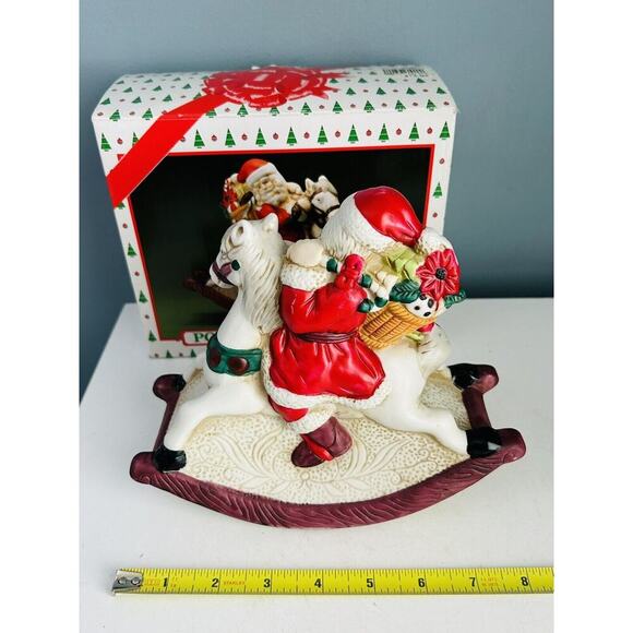 Vintage Target Music Box Santa on Rocking Horse Ceramic Musical In Original Box - Picture 6 of 10